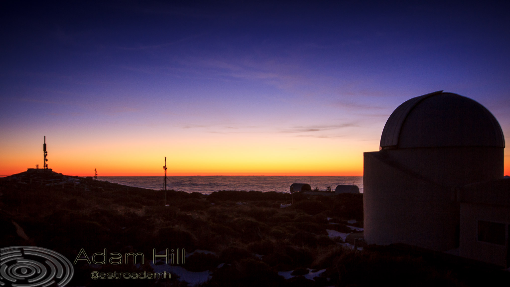 Sunrise behind MONS Dome